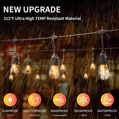 50FT Outdoor String Lights Waterproof with 30+2 Bulbs (1.5FT Bulbs Spacing), Remote & Dimmer, Commercial Grade Patio Lights with 3 Mode Light & Timing,100PC Ties for Outside - style: 50FT With 32 Bulbs