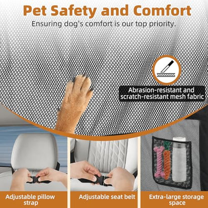 52" Wide Dog Car Barrier with Window & Steel Frame, Universal Fit for Cars, Sedans,SUVs,and Trucks, Car Barrier for Escape-Proof, Vehicle Gate for Dog Travel - size: Medium 52"*33"