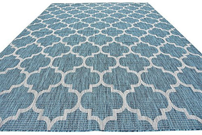 Unique Loom Outdoor Trellis Collection Area Rug (9' x 12' Rectangle, Teal/ Gray) - color: Teal/Gray, size: 9' x 12' (Rectangular)