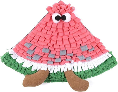 Ferret Cats Snuffle Mat Fleece Foraging Mats Interactive Feeding Toy Small Animal Rabbit Guinea Pig Rat Hamster Anti Slip Treat Dispenser Slow Feeder (Watermelon) - color: Watermelon