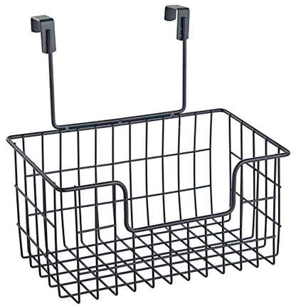 JUNCHU CHERRY Wire Hanging Storage Basket 2 Packs, Wall Mounted Kitchen Bathroom Storage Basket, Home Multi-Functional, no Punching, Bearing Strong, Suitable for Home, Office,Black - color: Black