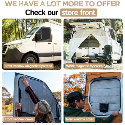 Living in a Bubble Van Bug Screen for RAM Promaster High Roof and Other Campervans, Universal Size Rear Door Flyscreen Mosquito Net, Center Zipper Closure