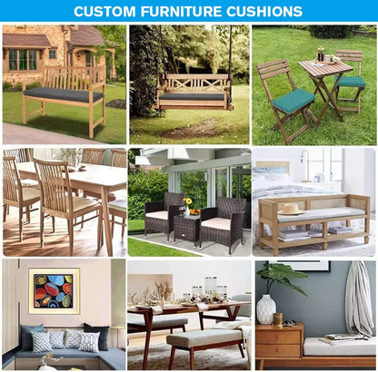 Customize Bench Cushion & Chair Pads - Loveseat Sofa Cushion Replacement for Indoor/Outdoor Use