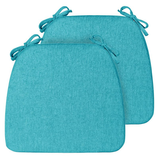 Chair Cushions Set of 2, D-Shaped Seat Cushion for Chair, Non Slip Chair Pads with Ties, 17" x 16" x 2", 40D Foam, Removable Washable Cover, Seat Cushions for Kitchen Chairs, Lake Blue - color: Lake Blue, size: 2 Pack
