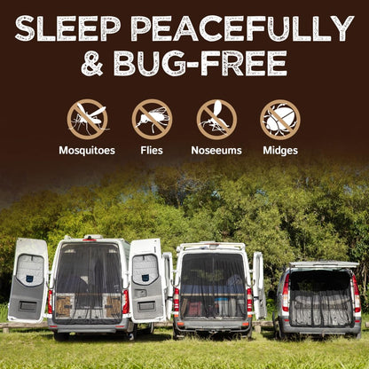 Living in a Bubble Van Bug Screen for RAM Promaster High Roof and Other Campervans, Universal Size Rear Door Flyscreen Mosquito Net, Center Zipper Closure