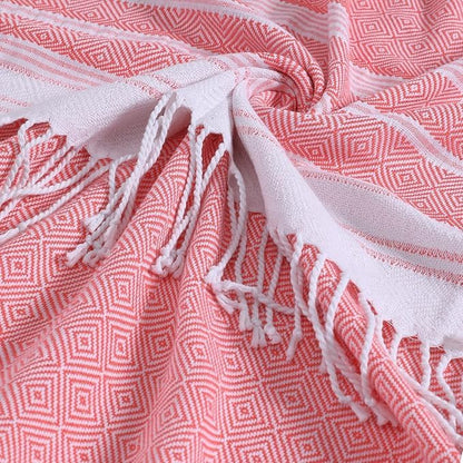 Genovega 6 Packs Oversized Turkish Beach Bath Towel Set Bulk 74"x38" Extra Large Sand Free Quick Dry Swim Camping Pool Clearance Towels Travel Blanket Adult Essentials Green Pink Red Stripe - color: Red Green Pink Stripe