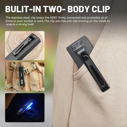 Wurkkos HD01 Flat EDC Flashlight with RGB and Green Light, 1200 Lumens Rechargeable LED Flashlight, Triple Light Sources Pocket Lights, Magnetic Flashlight for Camping, Work, Emergency - color: HD01