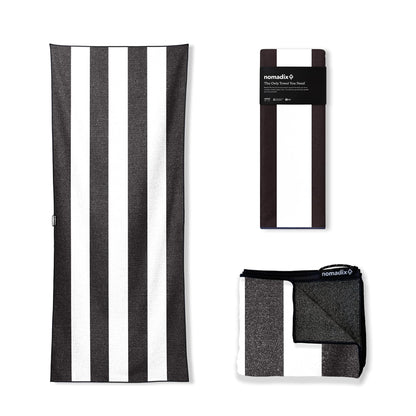 Nomadix Original Towel - Perfect for Beach, Pool, Travel, Camping, Yoga - Made with Recycled Materials - Super Absorbent - Sand Resistant - Classic Cabana Black - 72.5x30 - color: Black