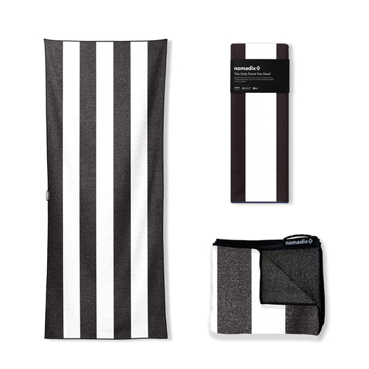 Nomadix Original Towel - Perfect for Beach, Pool, Travel, Camping, Yoga - Made with Recycled Materials - Super Absorbent - Sand Resistant - Classic Cabana Black - 72.5x30 - color: Black
